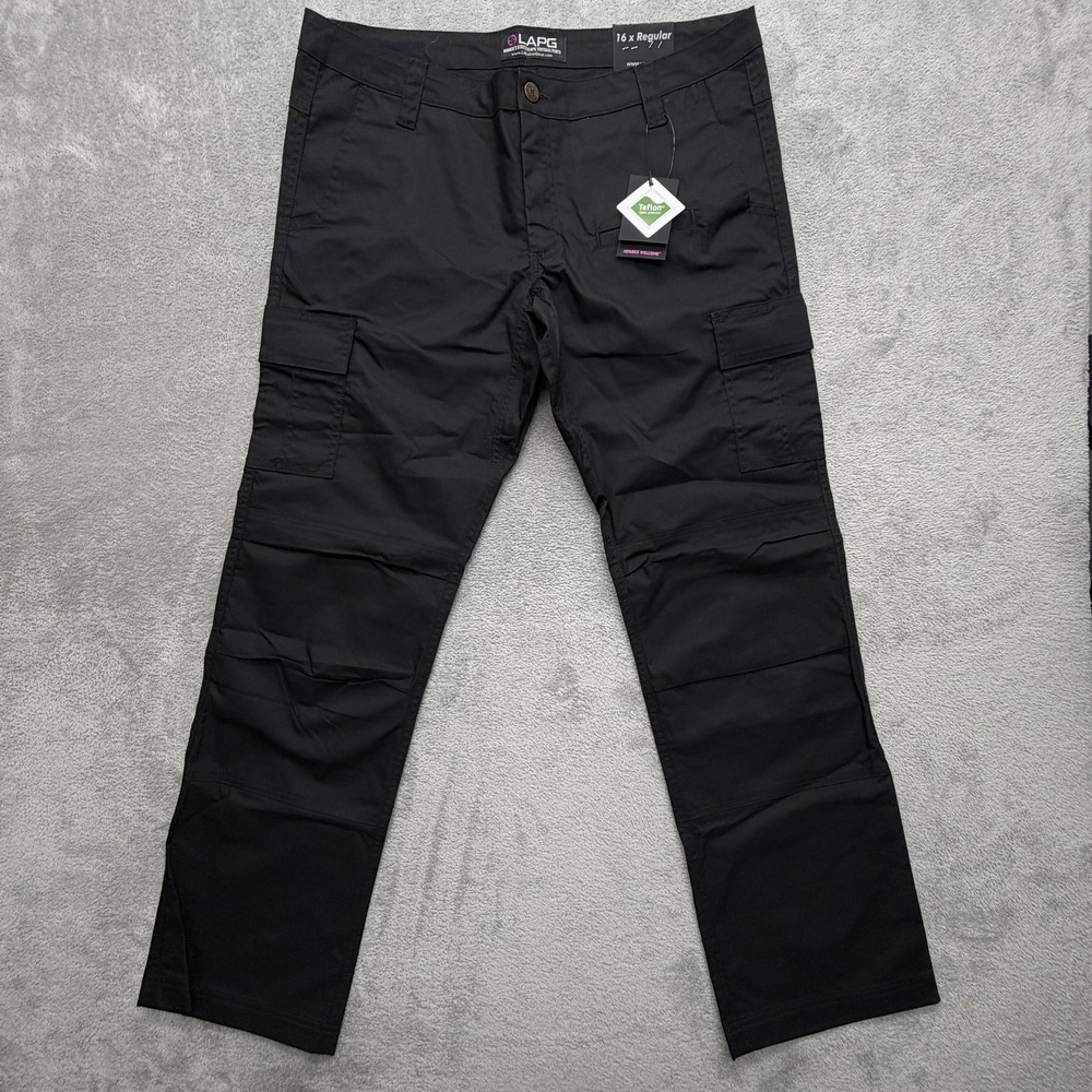 LAPG Pants Womens 16 Black Cargo Stretch Water Resistant Pockets Twill Workwear